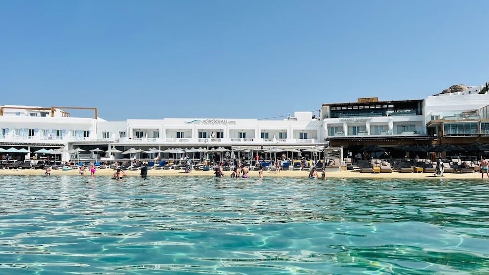 Acrogiali Beachfront Hotel — Beach in Plati Gialos, South Aegean