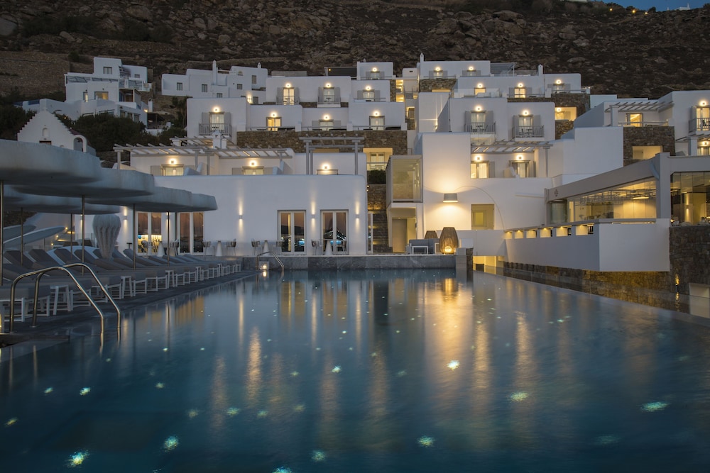 Mykonos Riviera Hotel & Spa a member of Small Luxury Hotels of the World — Hotel building in Tourlos, South Aegean